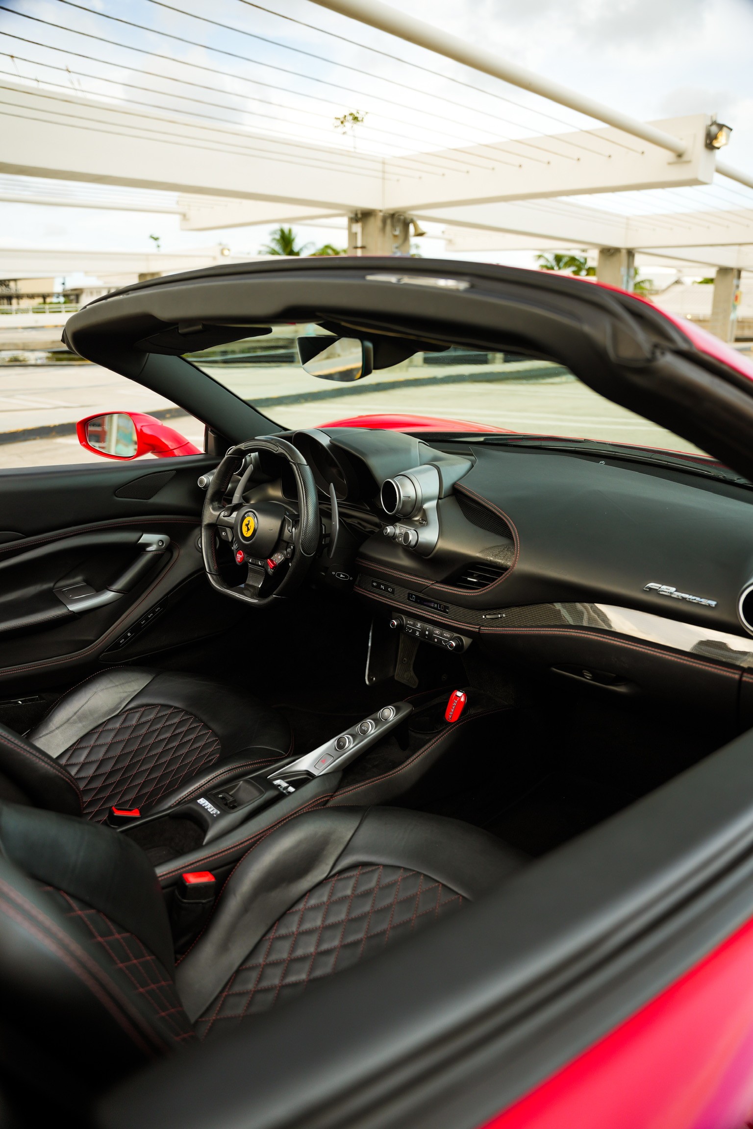 Dark luxurious interior of a car, perfect for showcasing premium car rental experiences.