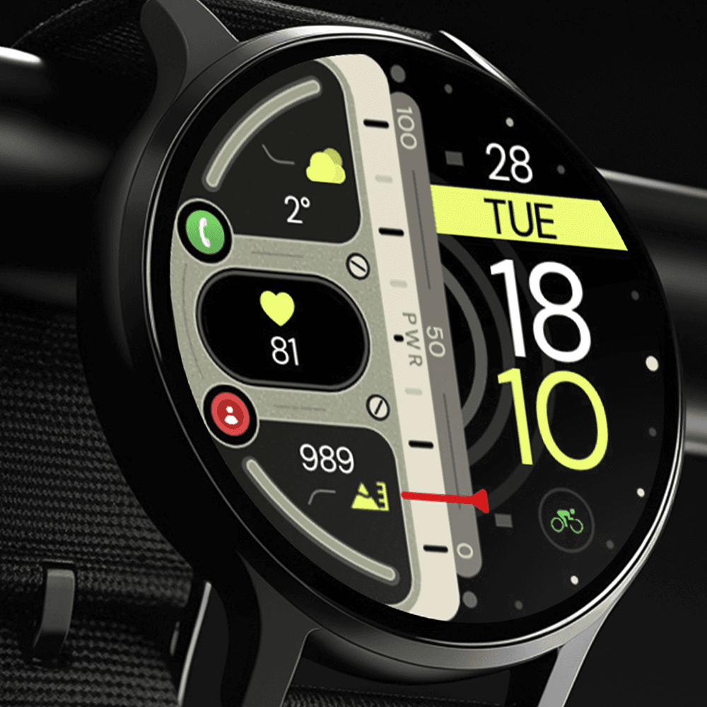 Modern Wear OS smartwatch displaying a digital watch face