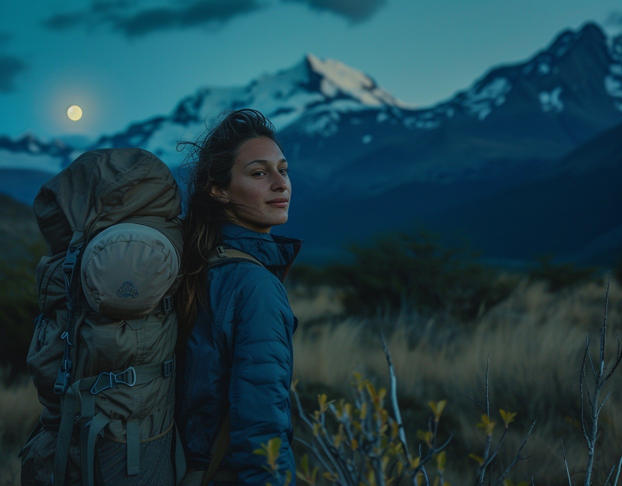 woman rucking at night