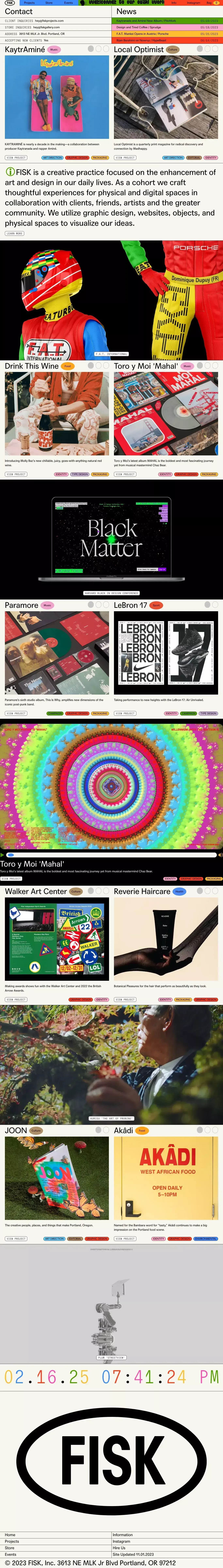 FISK portfolio page screenshot showcasing Design and Ecommerce design