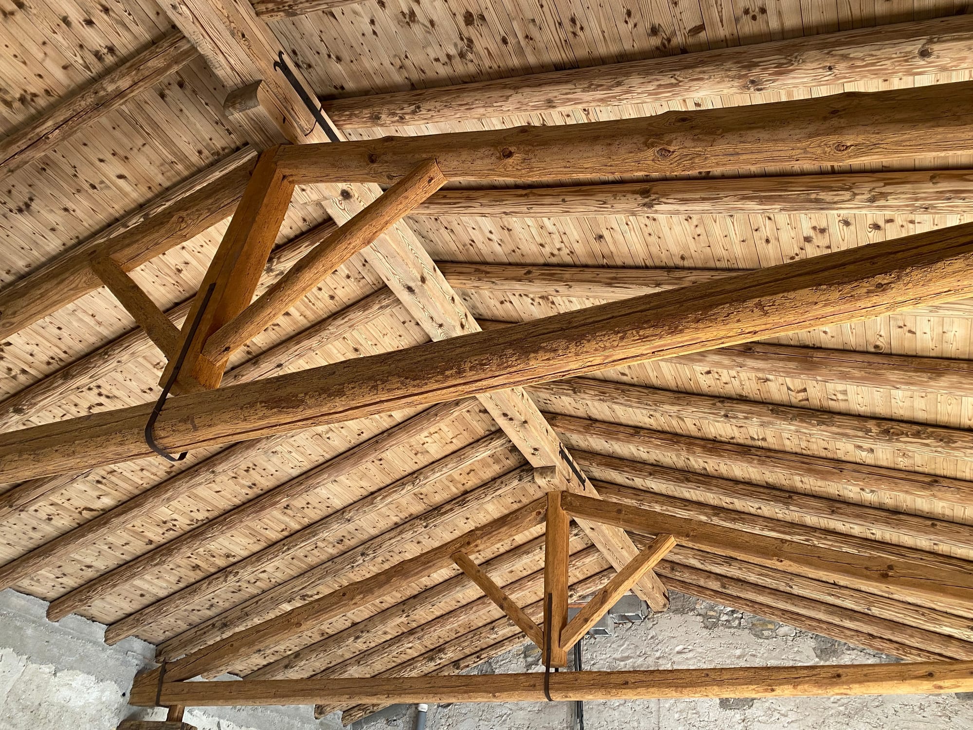 Original roof beams after cleaning
