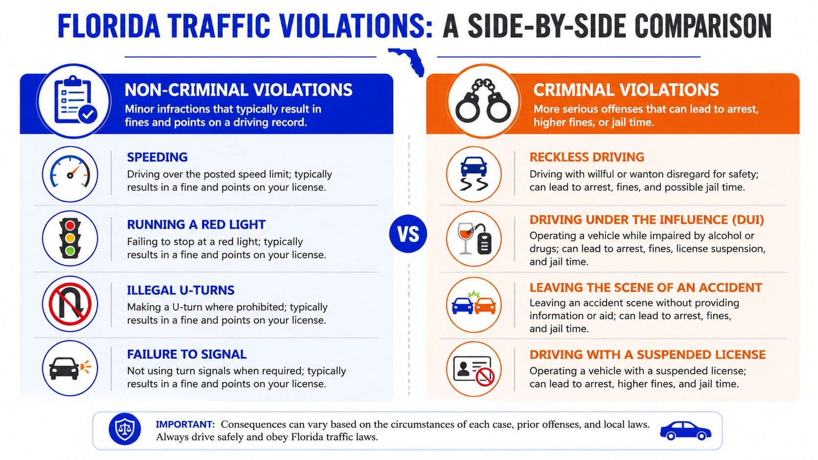 An infographic comparing 'traffic citation' and 'traffic ticket,' showing that they are two different names for the same legal document with identical consequences.