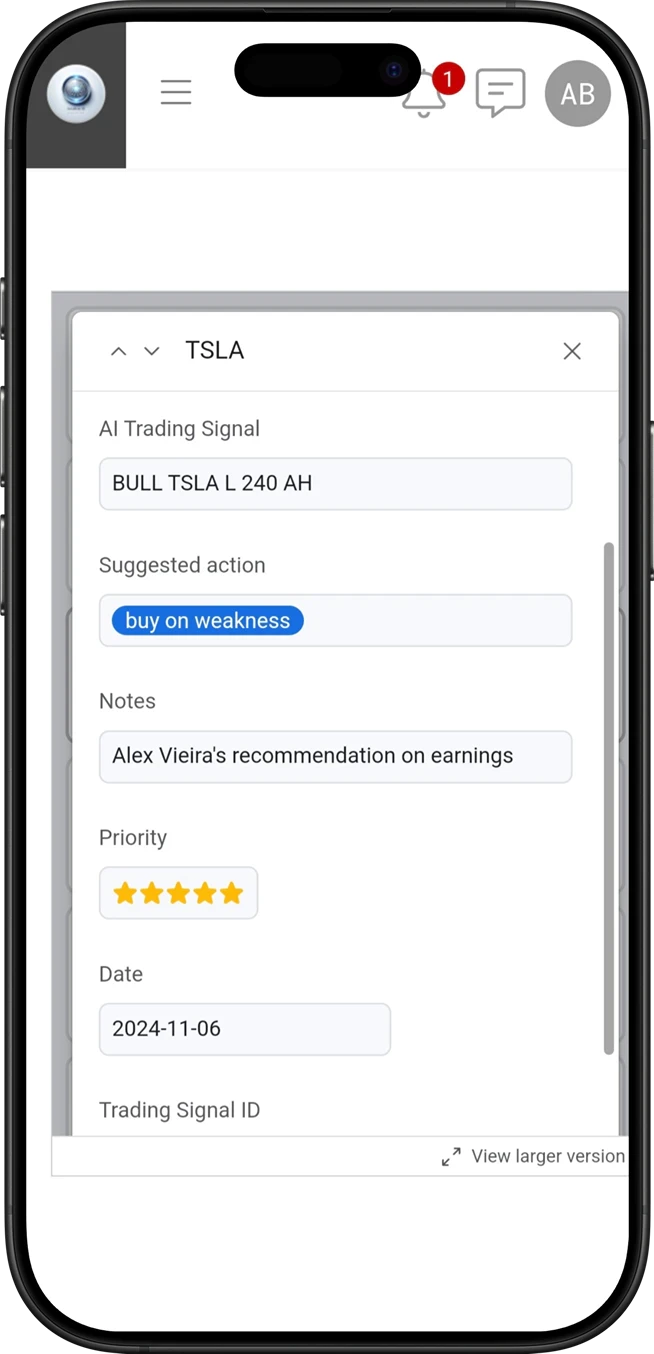 Intuitive Code Real-Time Trading Signals