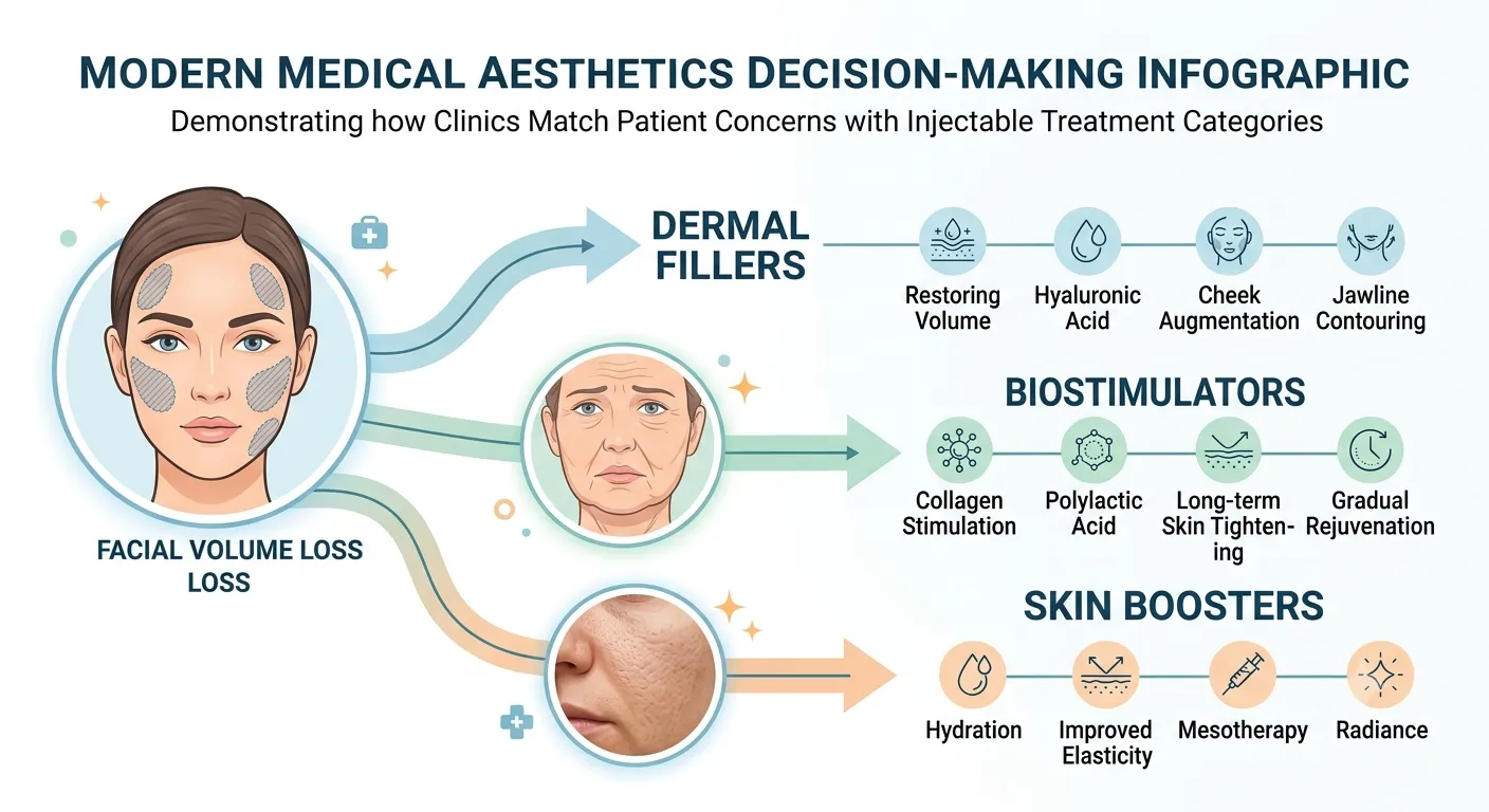 Injectable aesthetic treatment selection based on patient needs