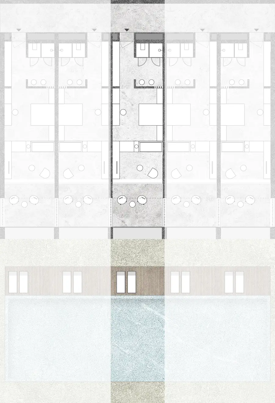 Adult suite room plan with a pool in front