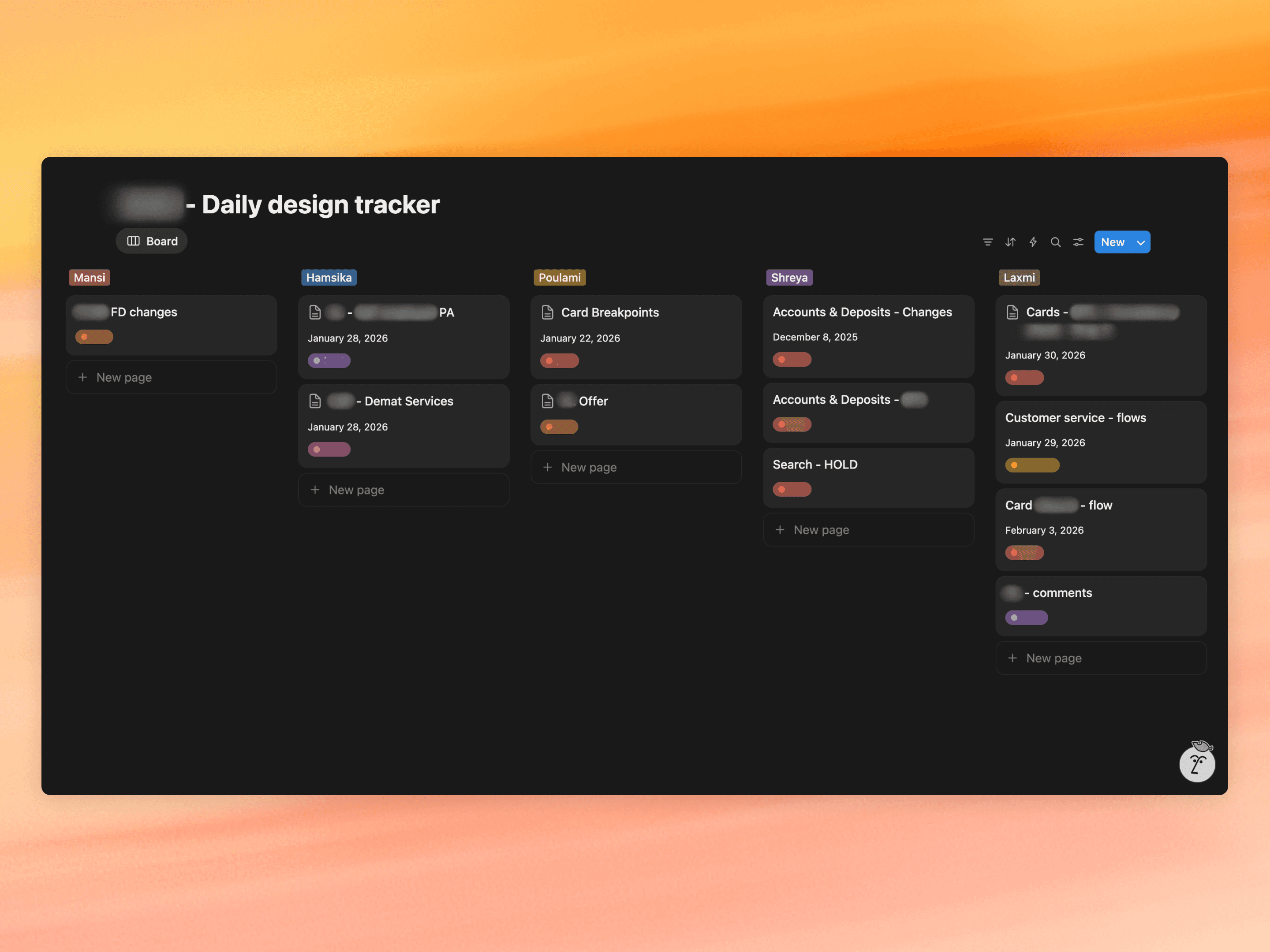Documentation of the various requirements and inputs for a particular project