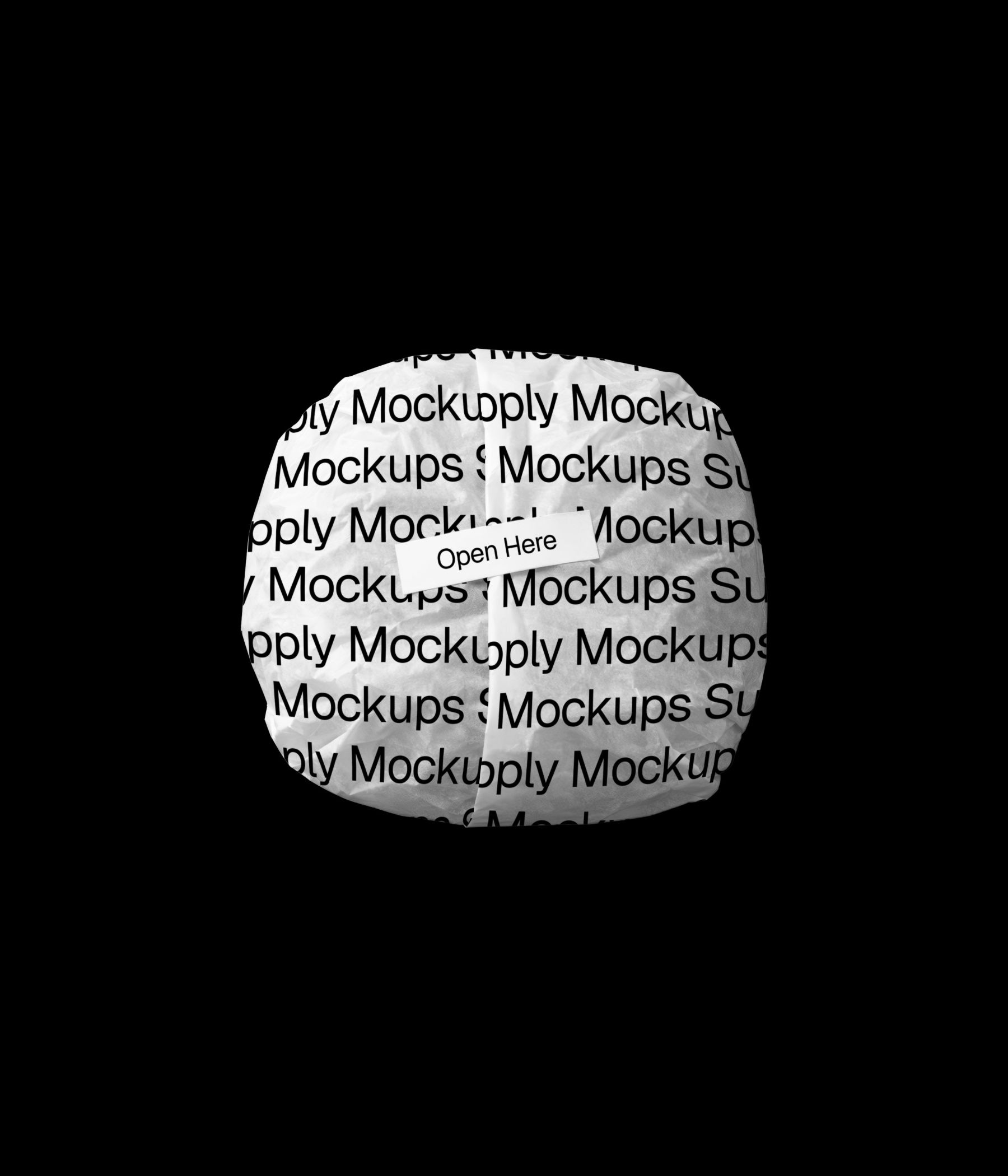 Burger wrapped in paper with sticker mockup top view download PSD on Mockups Supply