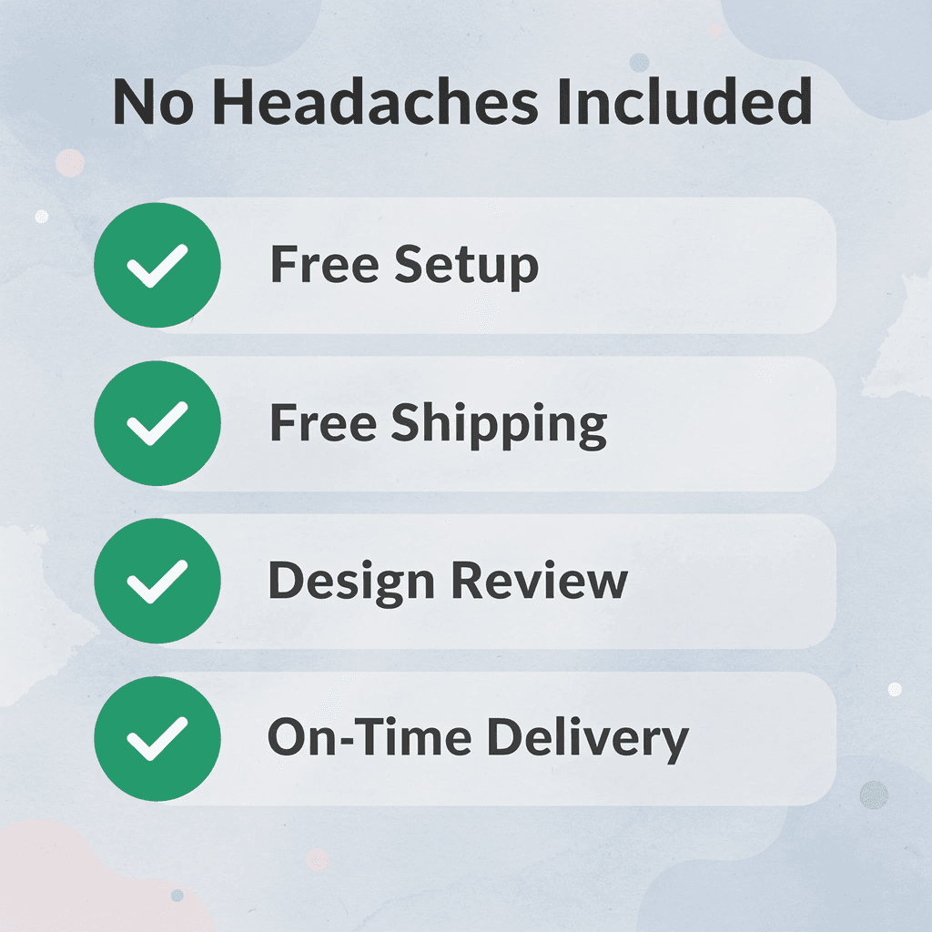Checklist infographic showing five key benefits of ordering custom apparel through ooShirts