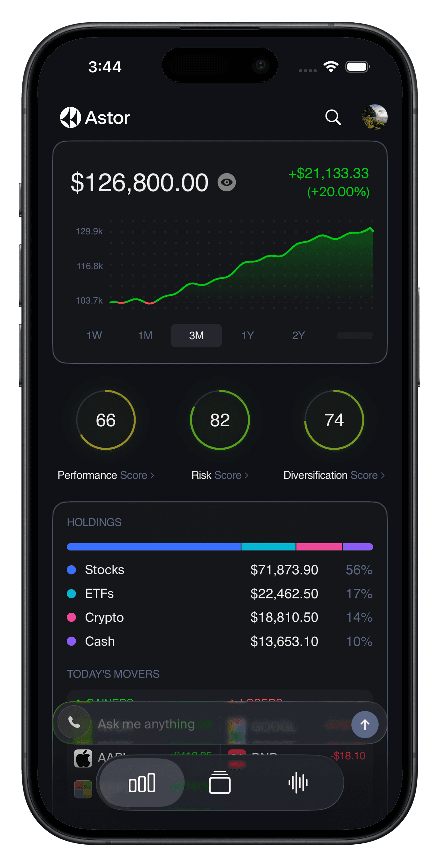 Phone mockup of the Superpower app