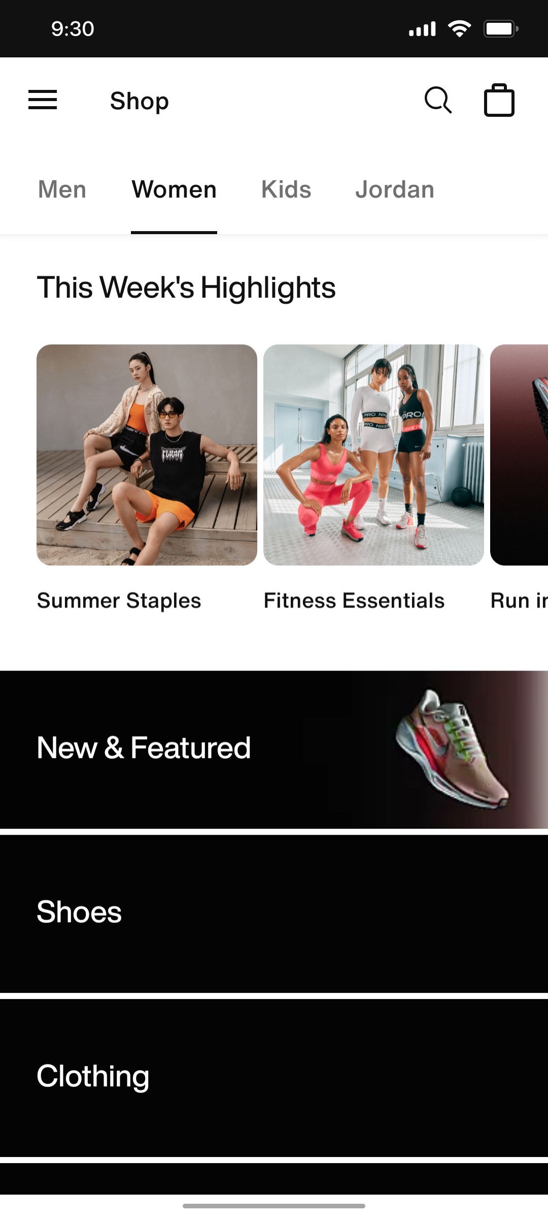 Nike App Women Screen