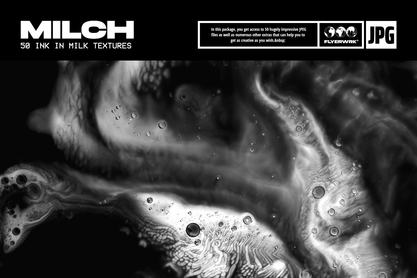 Milch ink in milk textures macro background with organic flowing liquid shapes and bubble details