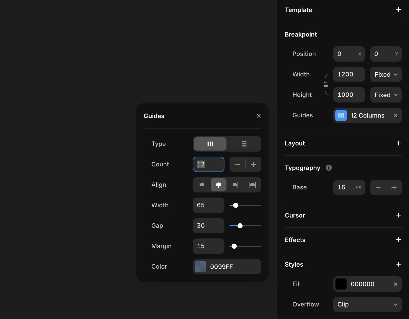Framer “辅助线”弹窗截图