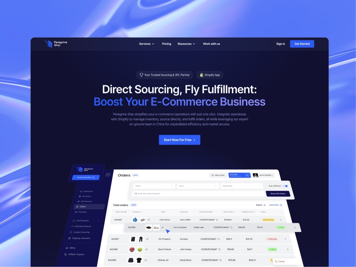 Peregrine Ship website by AGR Studio