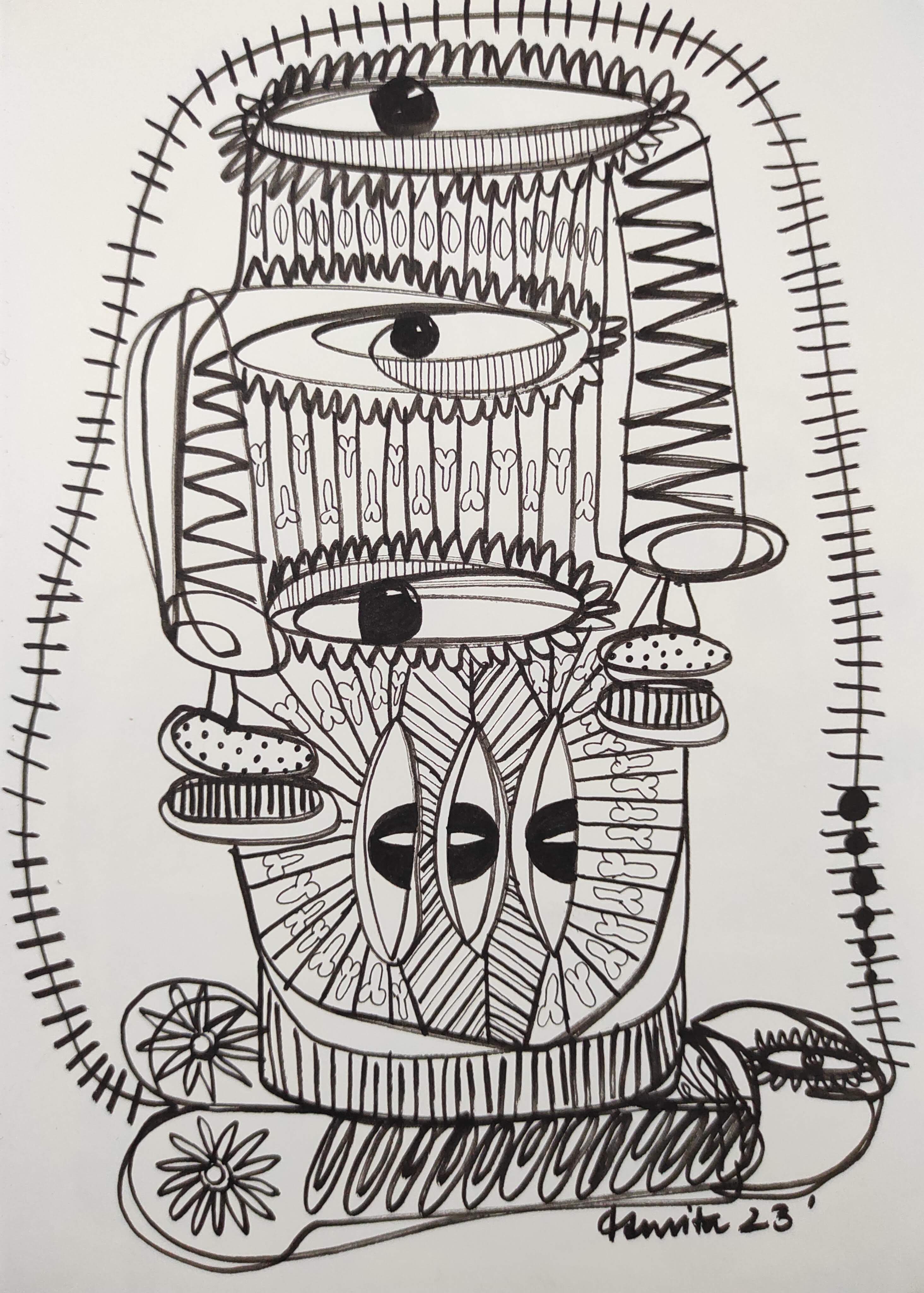 herd of sheep on road painting