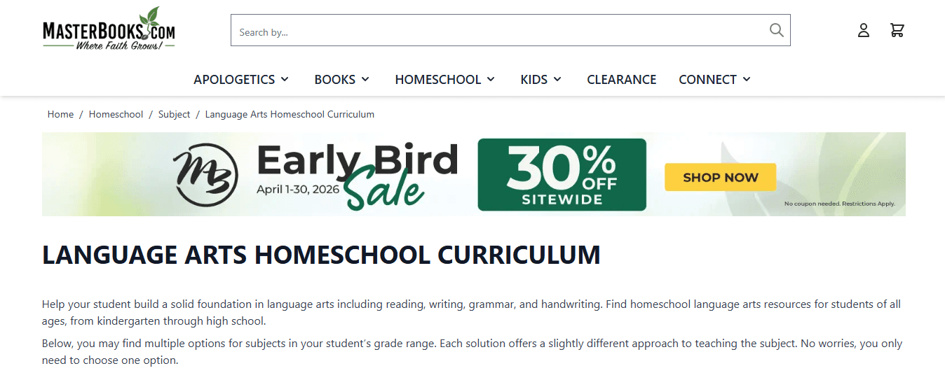 Master Books Language Arts