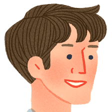 経理部長の佐藤さんのイラスト。