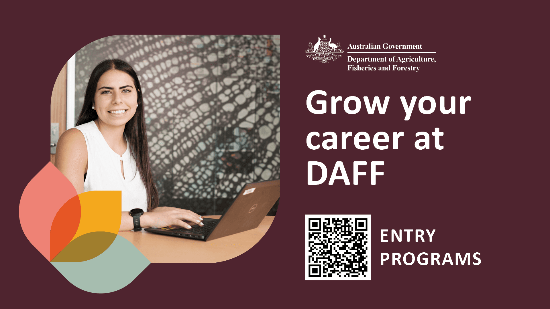 A design saying "grow your career at DAFF