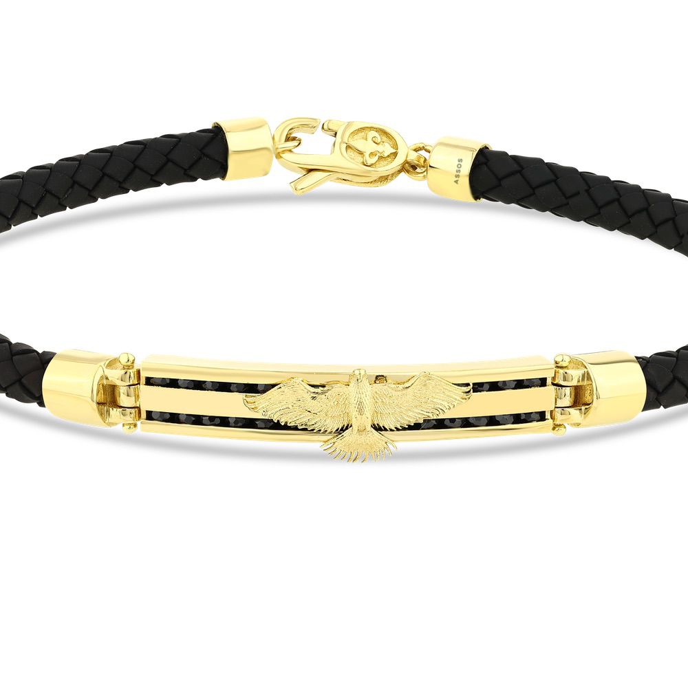 Assos Pırlanta 14 Ayar Altın Şık Tasarım Erkek Bileklik Modeli