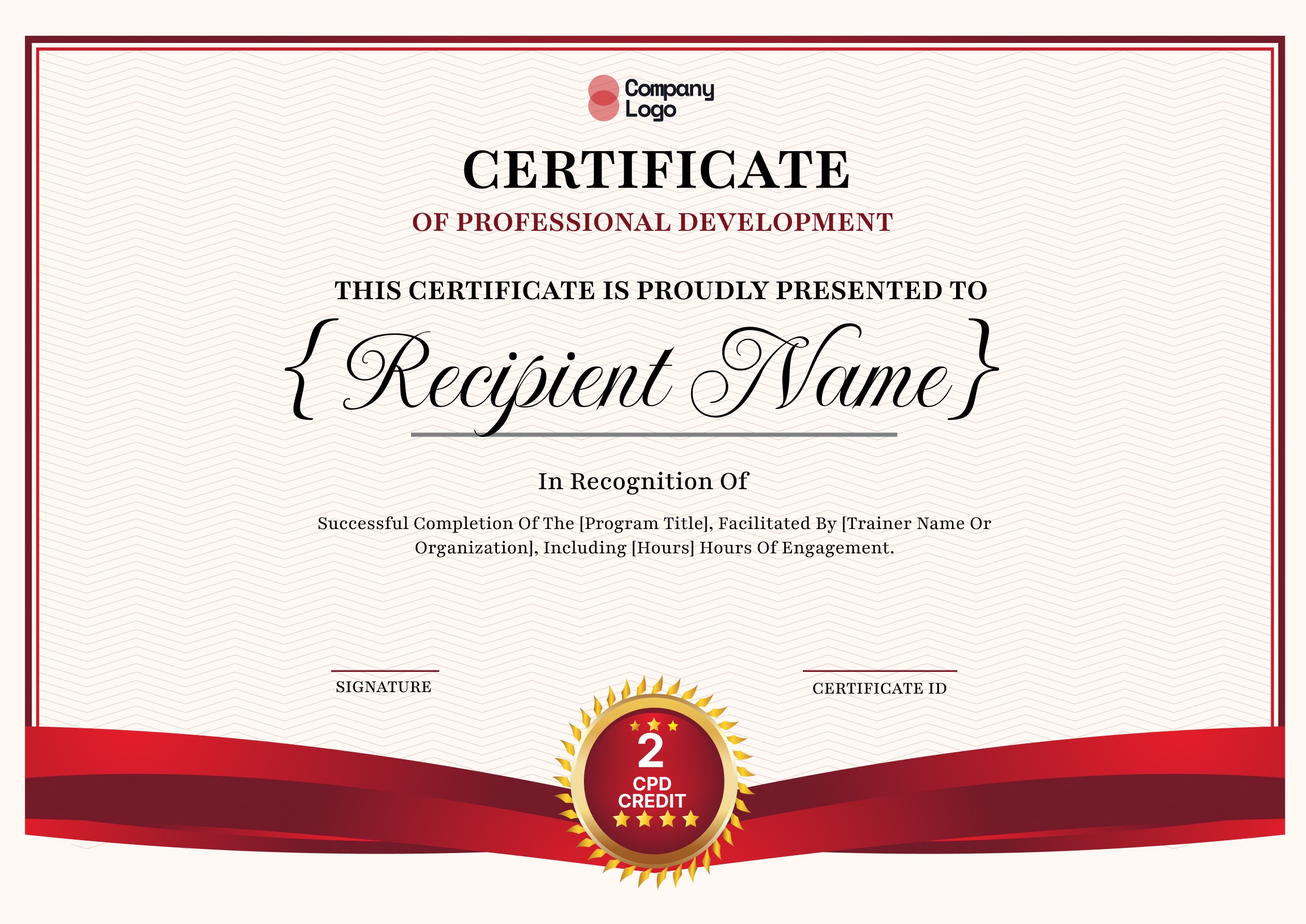 Wauld - Refined Professional Development Certificate Template