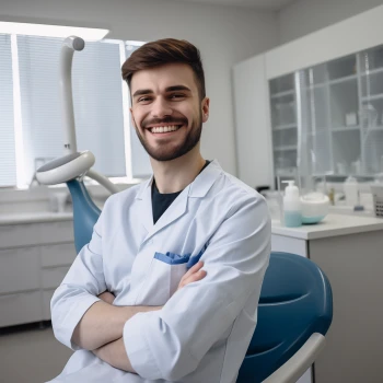 Dentist Smiling in Northern Virginia Dental Office.