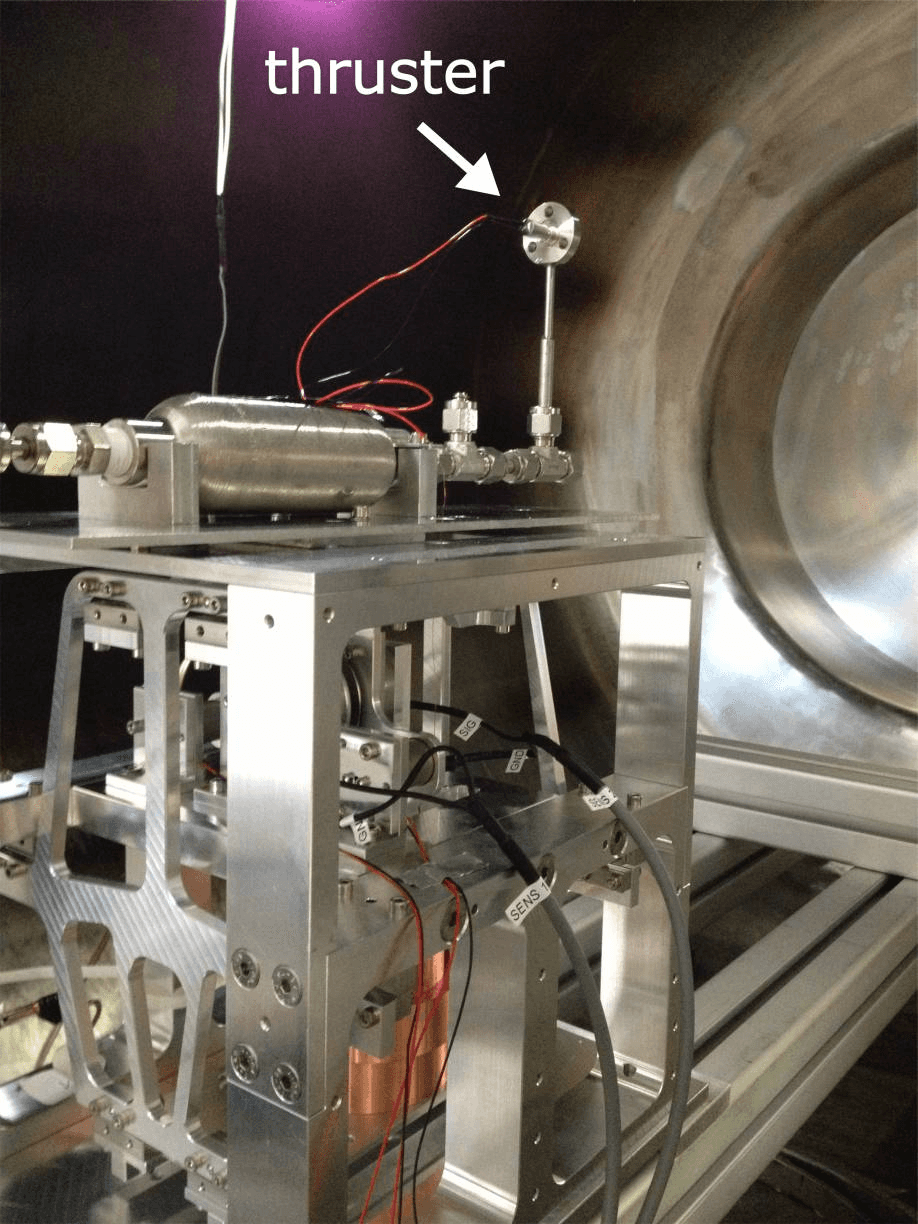 Figure 9: Test setup for determining the specific impulse of a cold gas thruster manufactured by AST