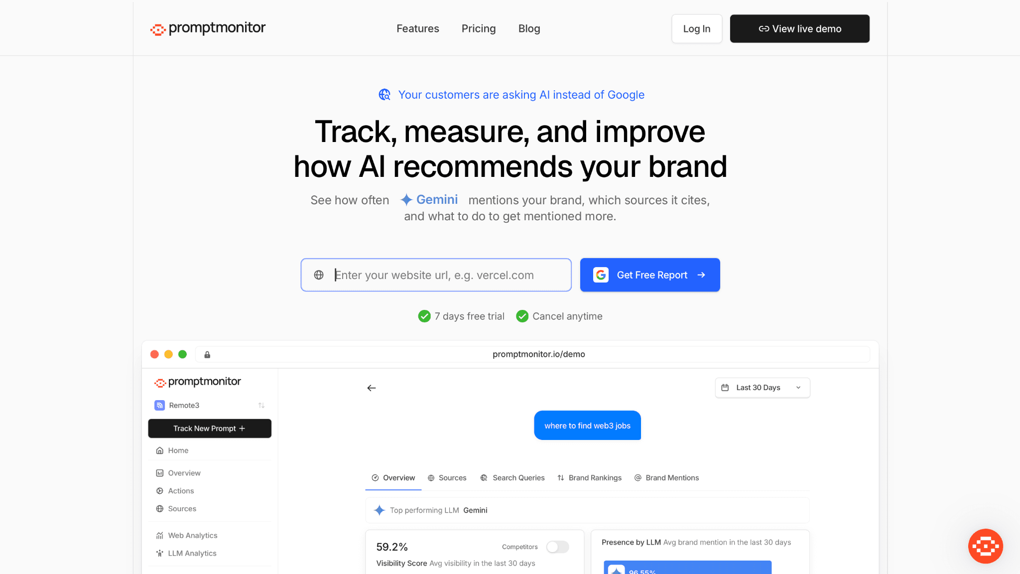 promptmonitor home page