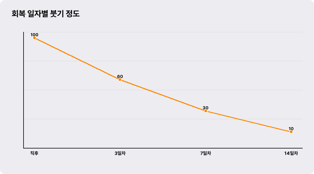 회복 일자별 붓기 정도