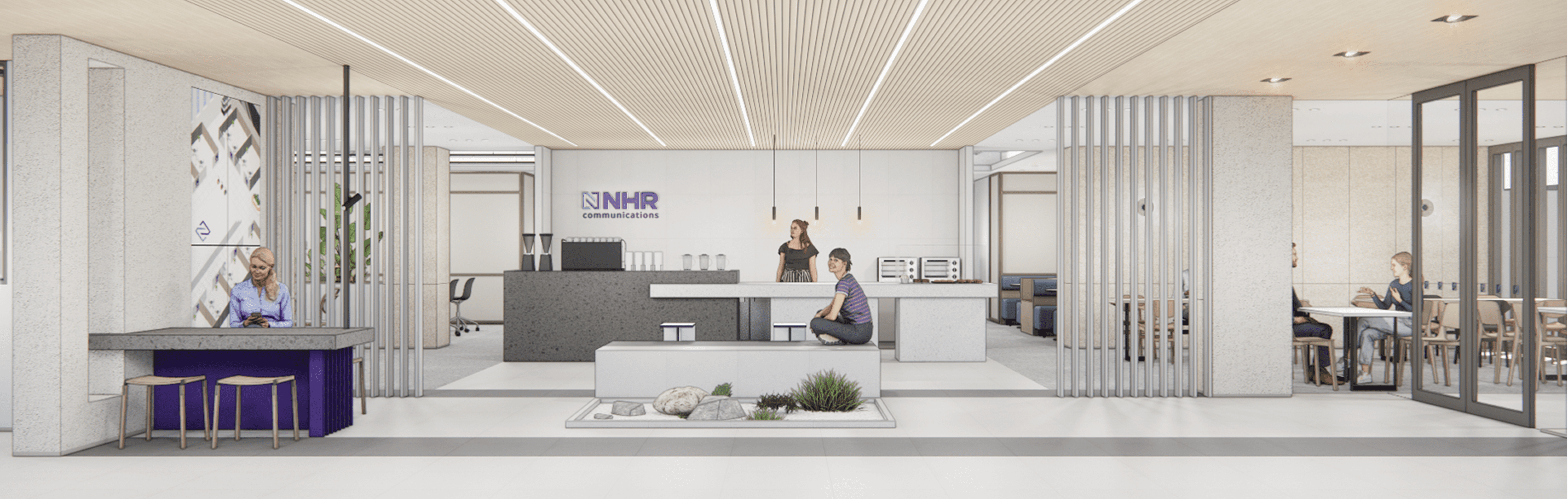 3D 모델링으로 구현한 1층 로비 1차 제안 모습