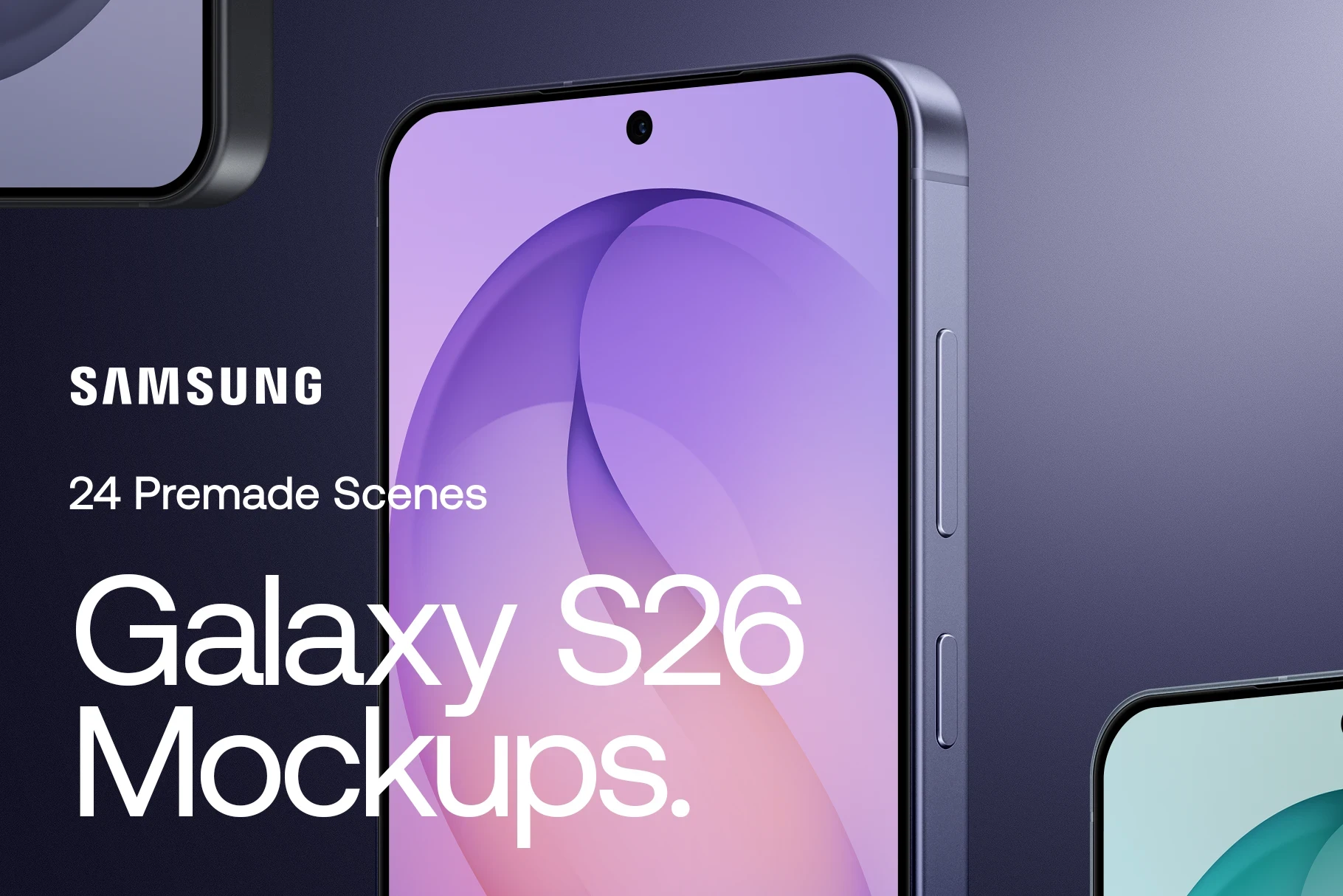 Samsung Galaxy S26 mockups featuring modern device design in high-quality presentation.
