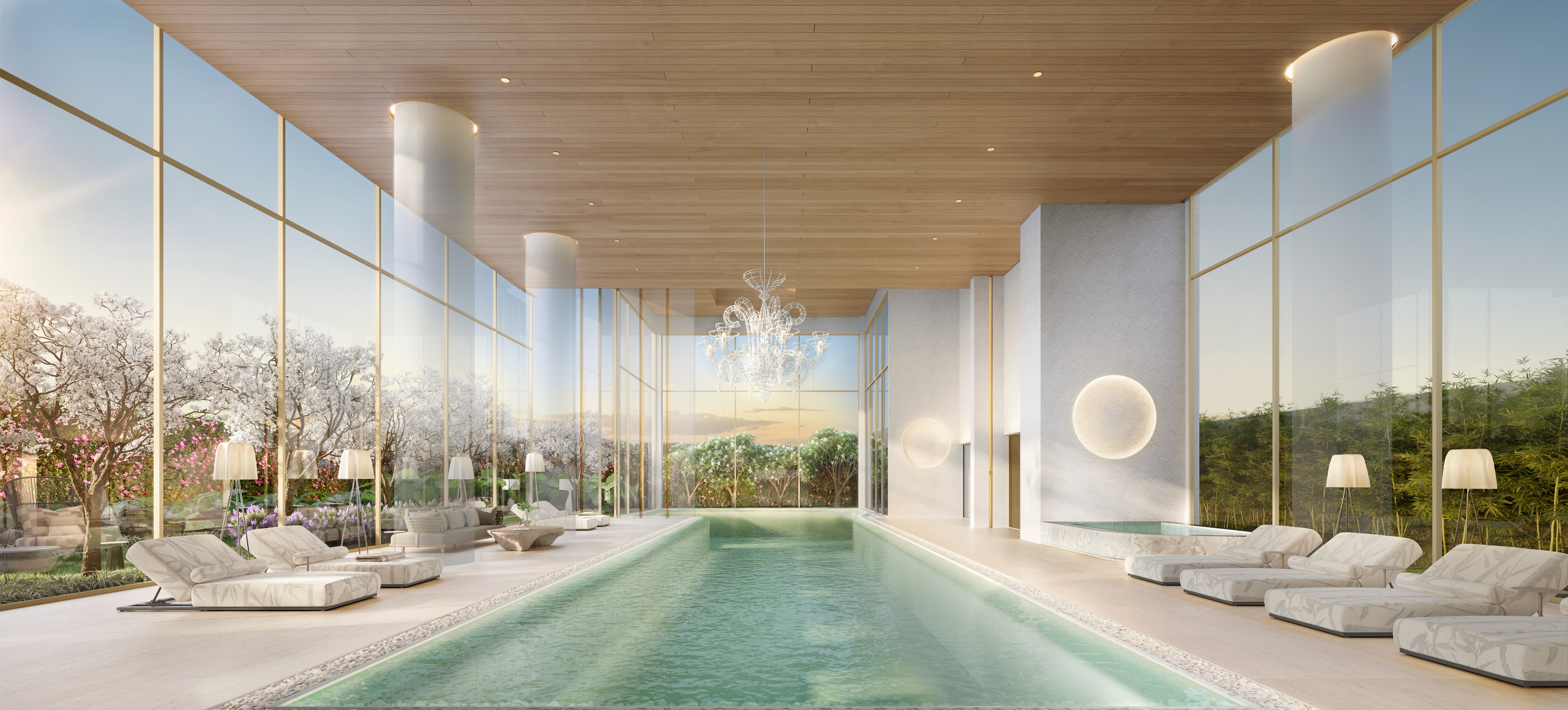 Curved modern skyscraper against a clear blue sky.