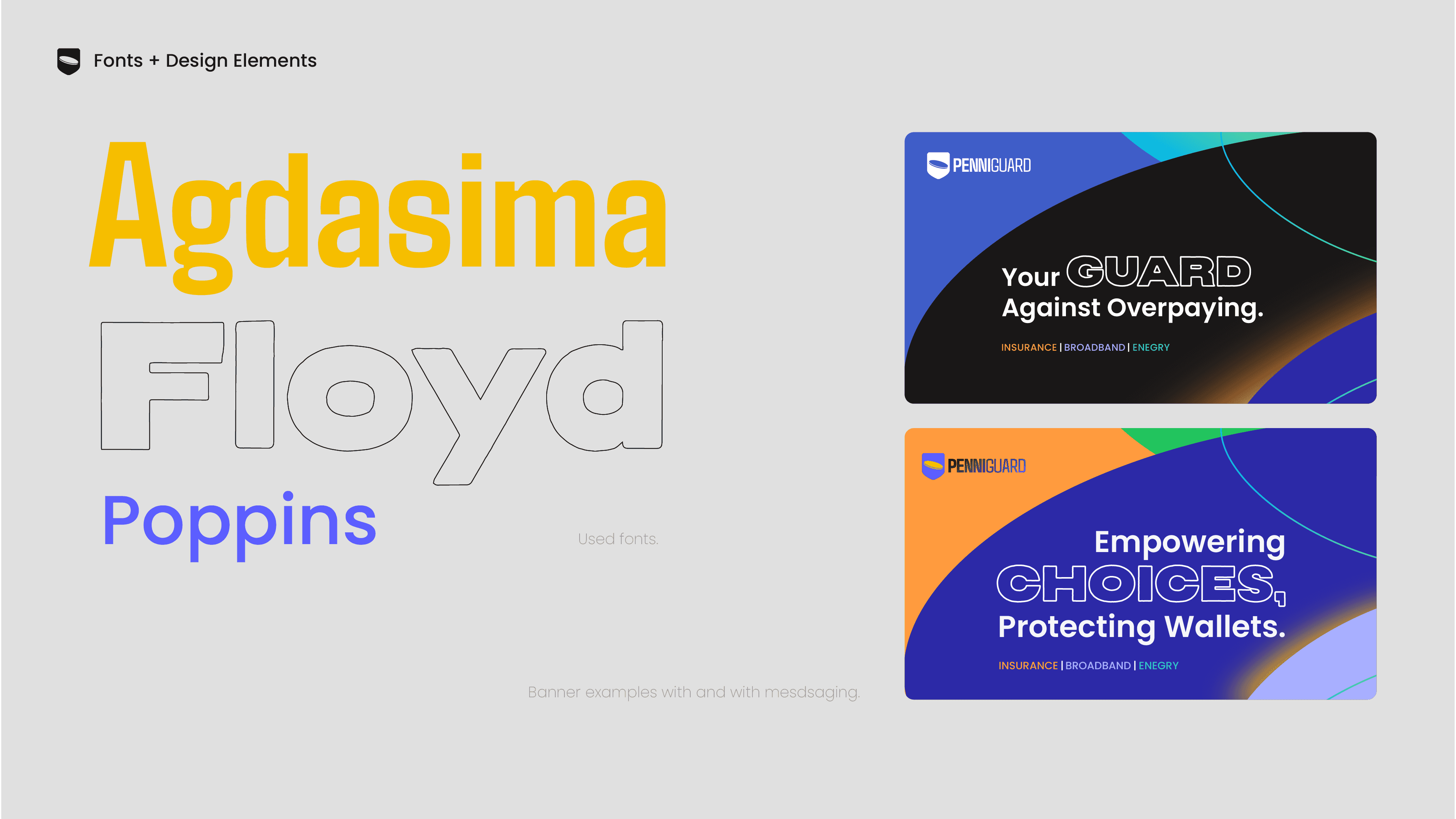 font usage guidelines and messaging for Penniguard. 