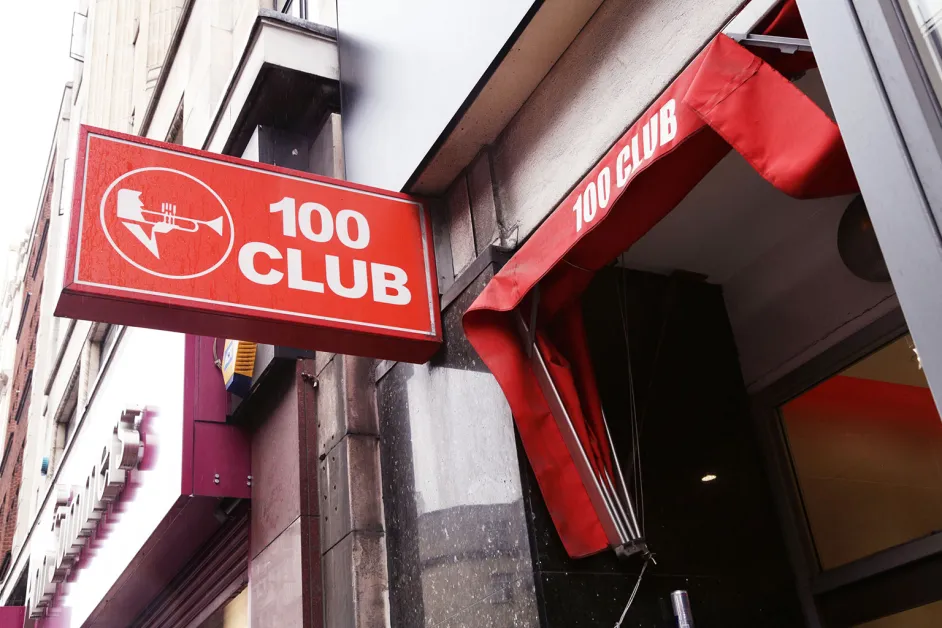 The sign over the entrance of music venue the 100 Club on Oxford Street, central London. Yui Mok/PA Images via Getty Images