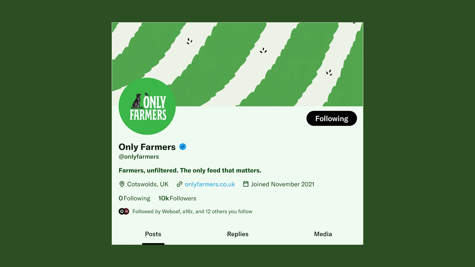 Only Farmers — Social profile