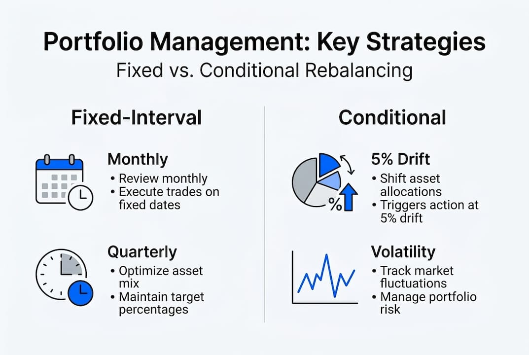Infographic on main rebalancing strategies for portfolios