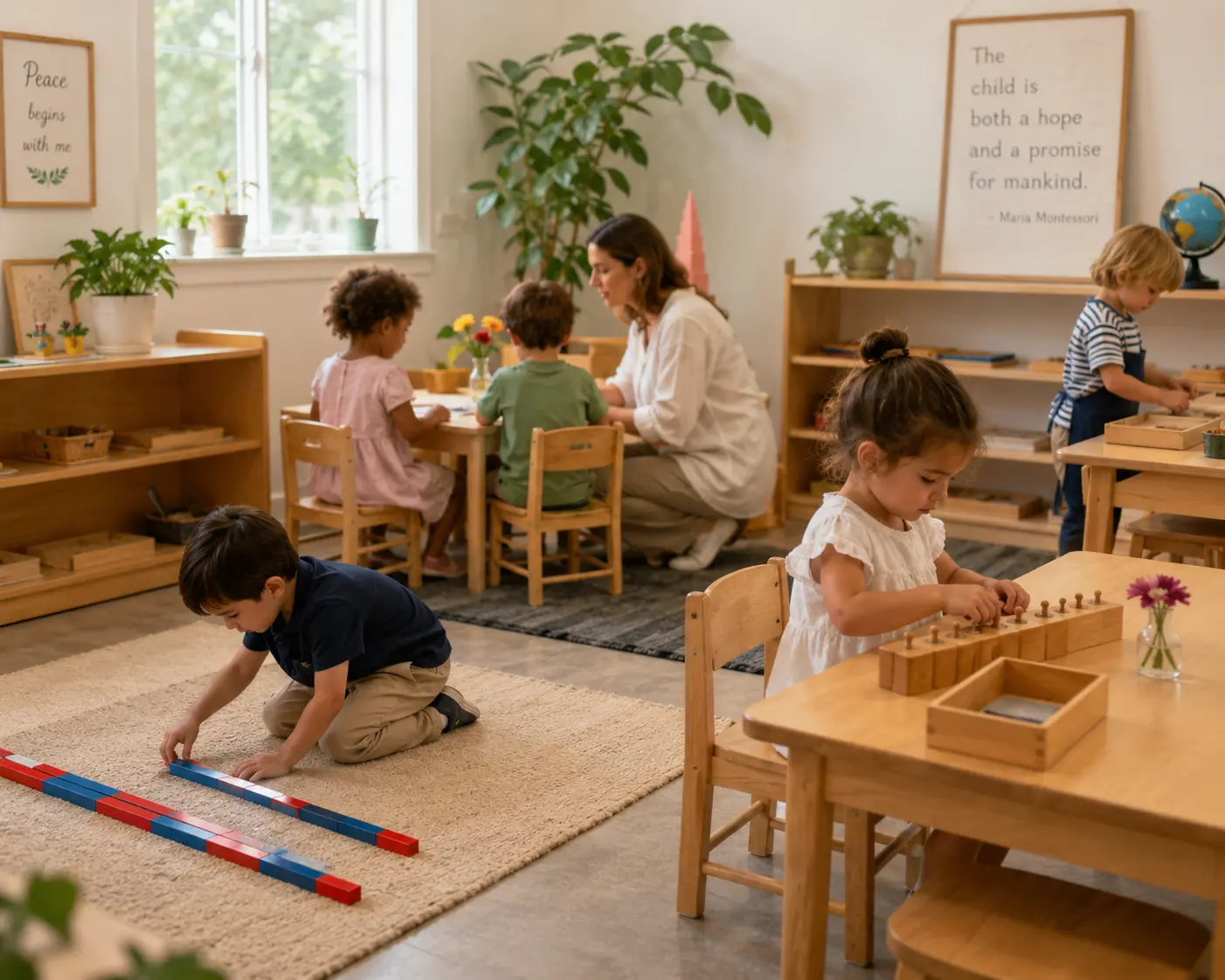 children play in a montessori environment