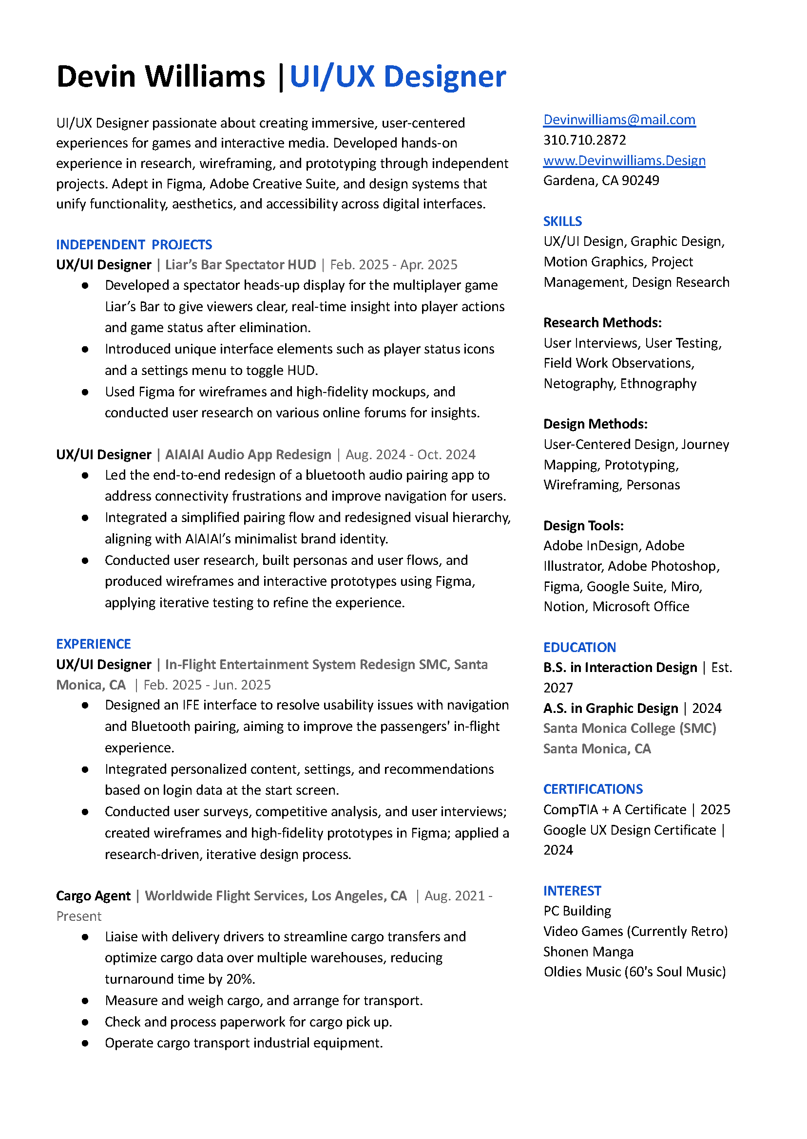 Devin Williams Resume
