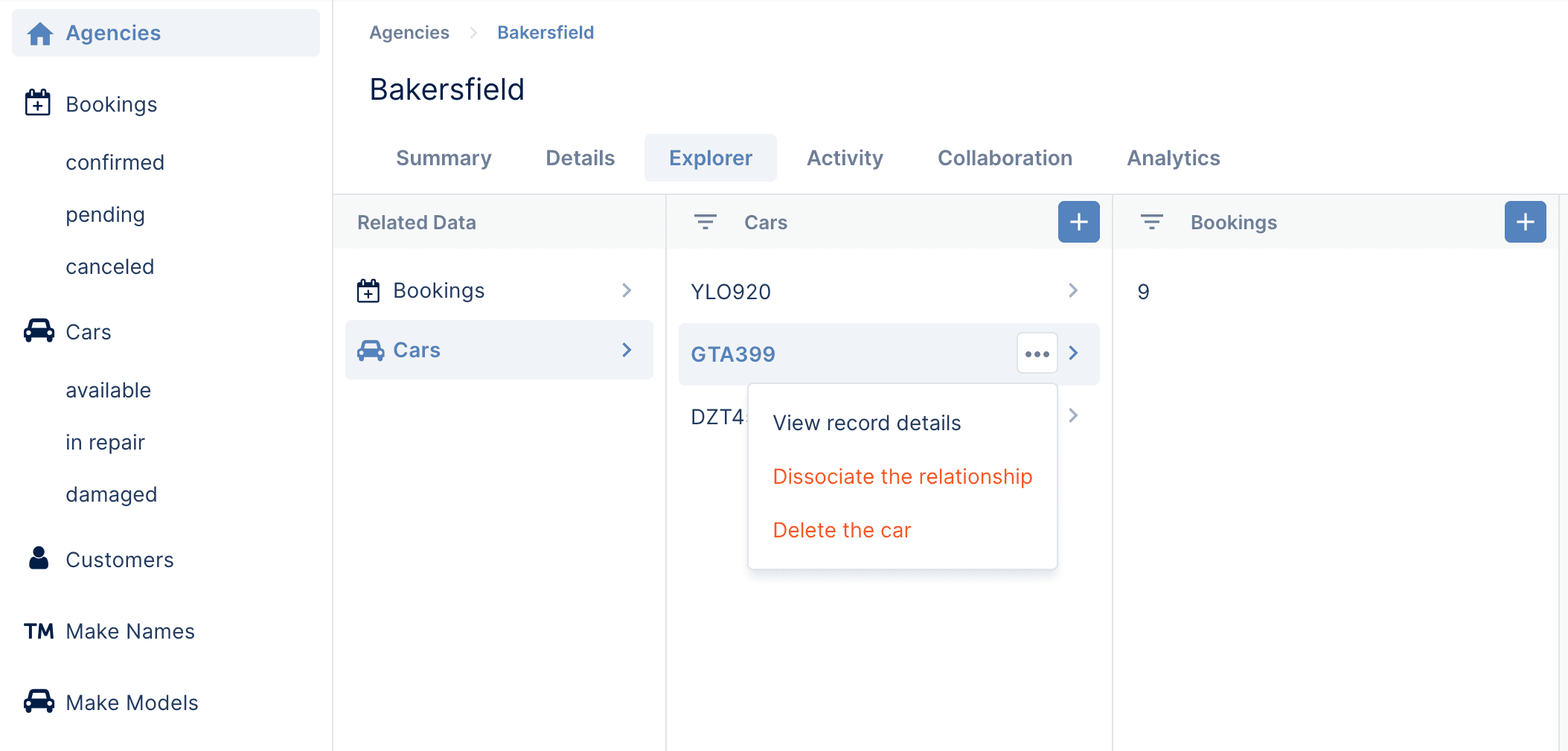 An example of the Forest Admin Explorer view.