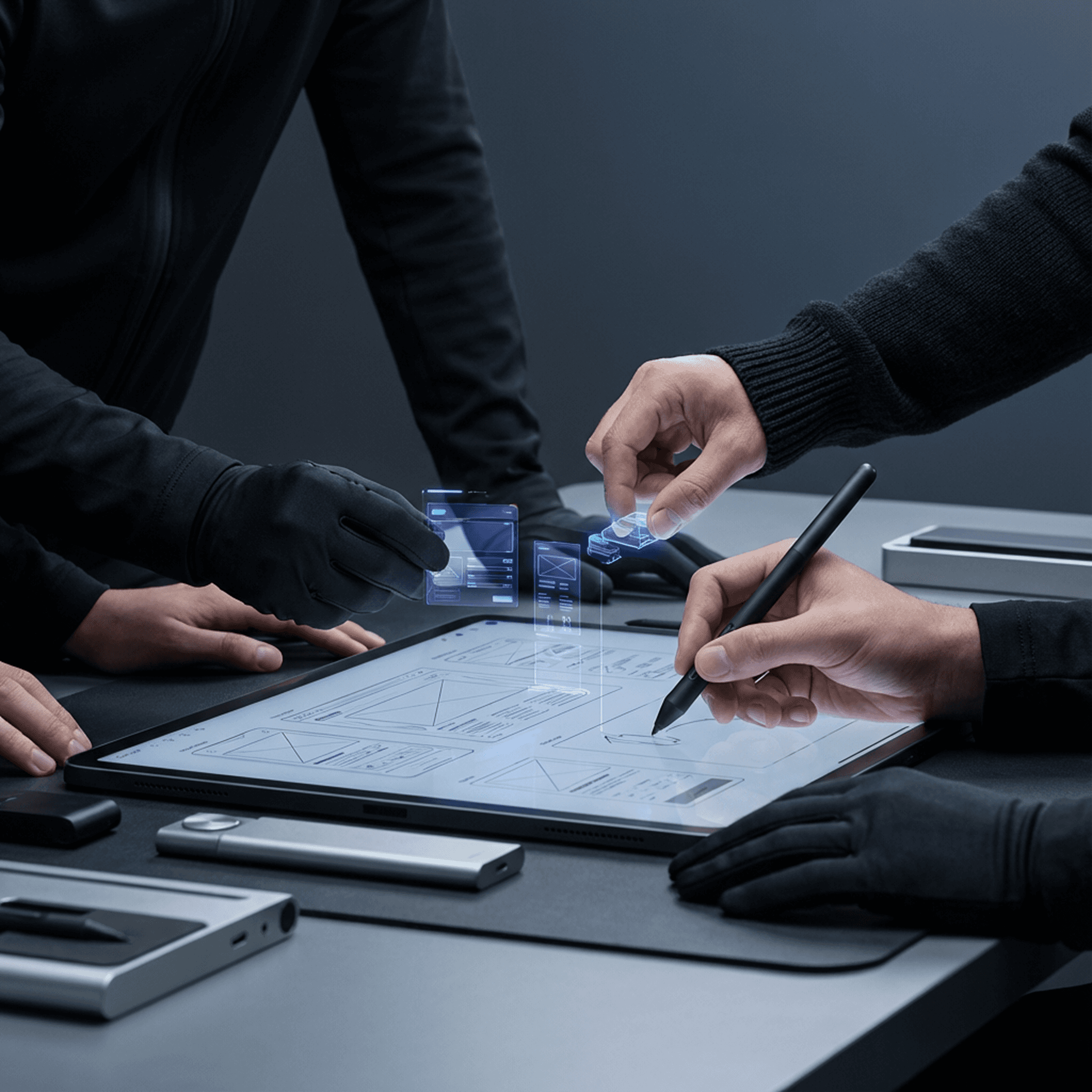 Close-up portrait of a person wearing a gray insulated hooded jacket with the hood up, showing their face framed by the hood against a light background.