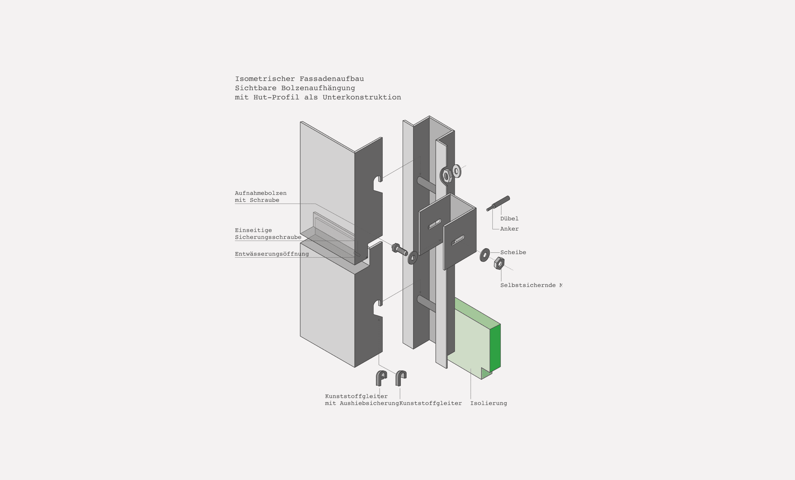 Leichtmetall-Glattblechfassade an einem Verwaltungsgebäude