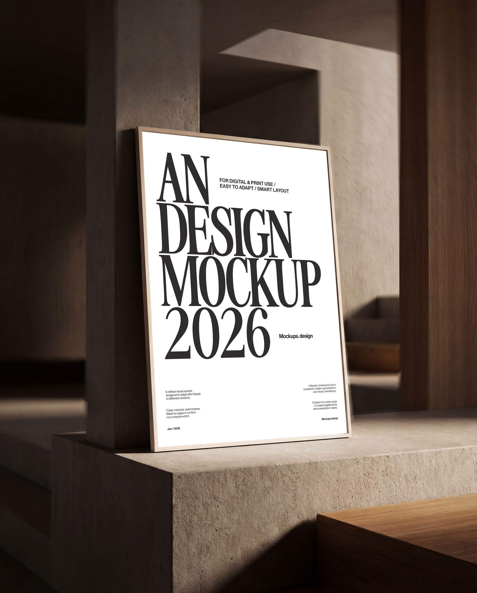 Poster mockup in office setting, professional presentation