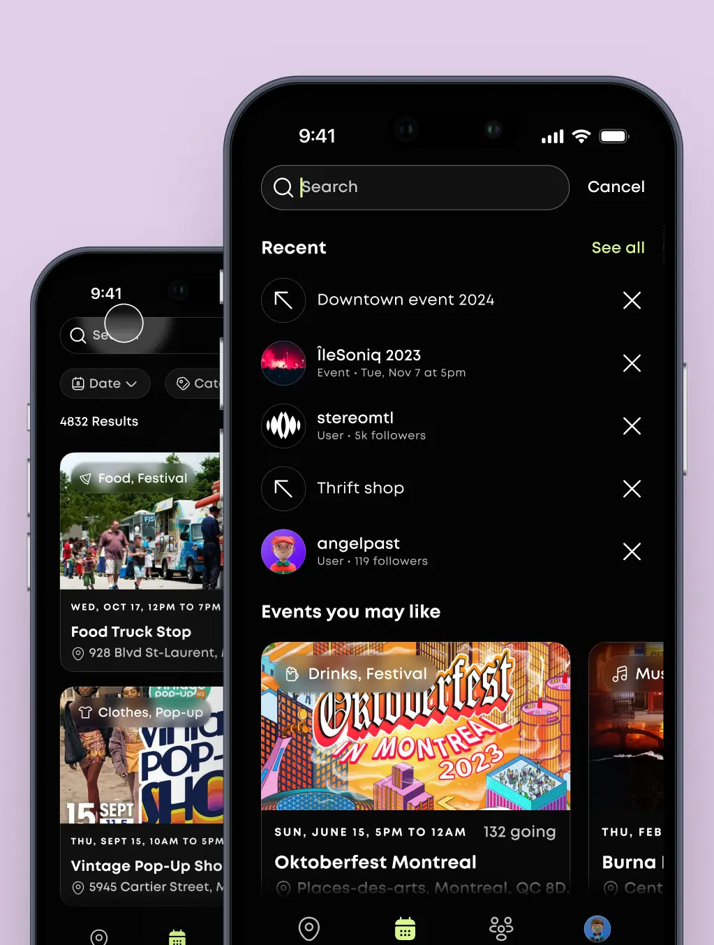 Mobile interface showing the Roamr search feature on a teal gradient backdrop
