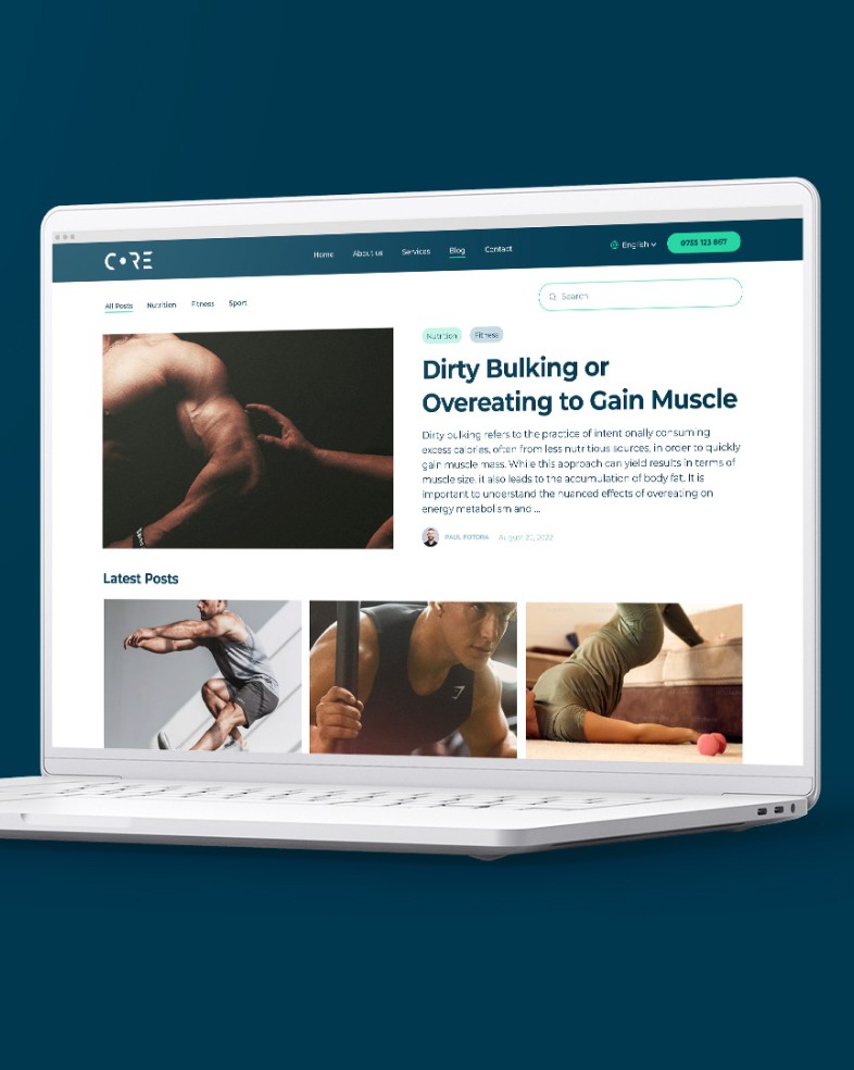 Web design and development for online fitness studio
