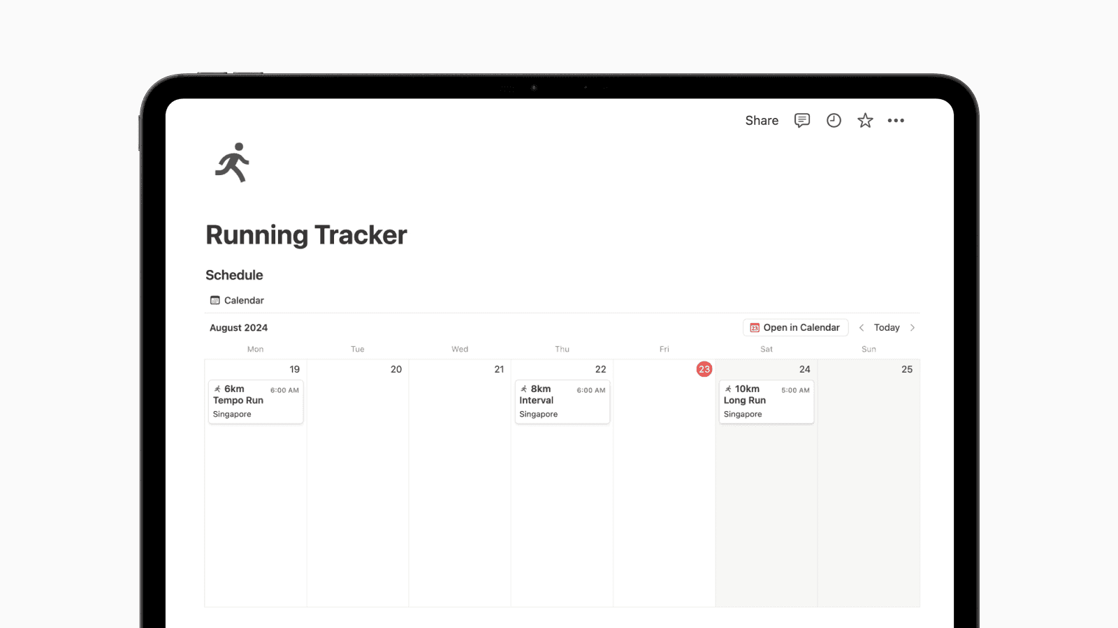 Running Tracker Notion Template