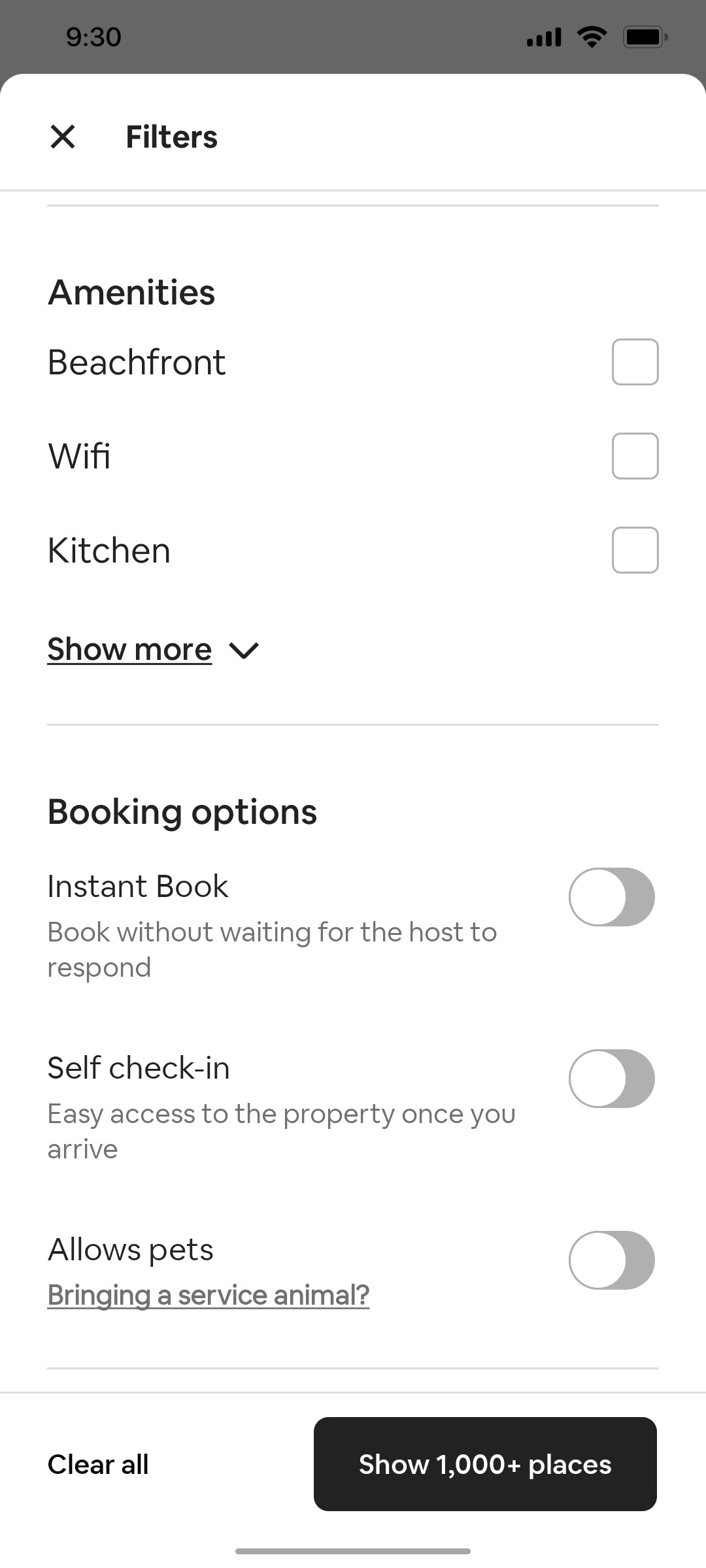 Airbnb Filter 4 Screen