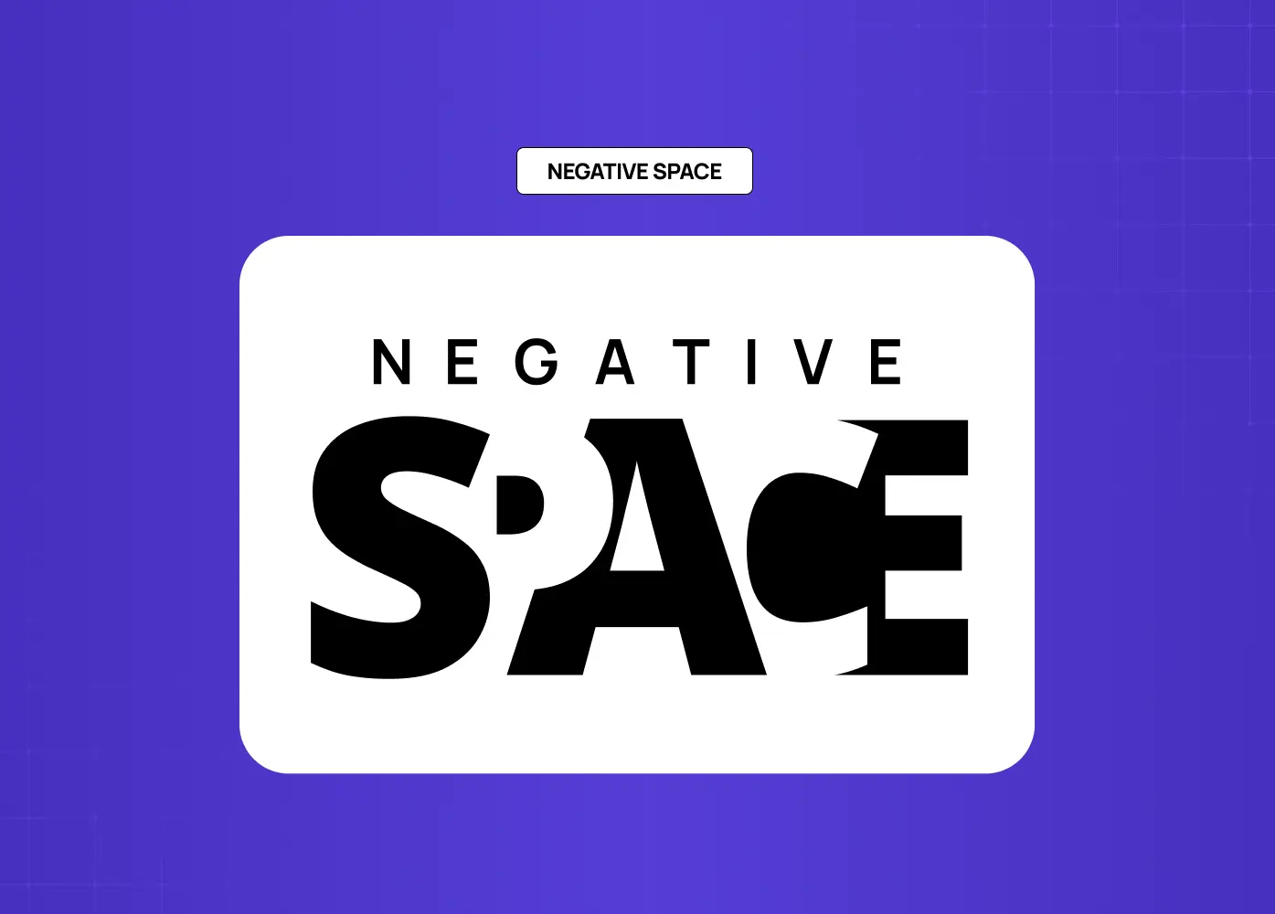 Typography example using empty space creatively to form the word “SPACE,” demonstrating how whitespace enhances visual impact.