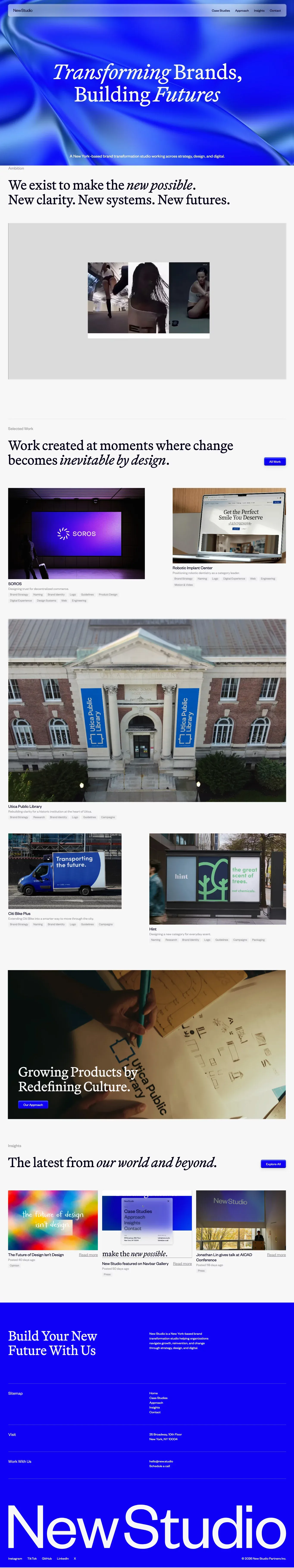 New Studio portfolio page screenshot showcasing Advertising and Design design