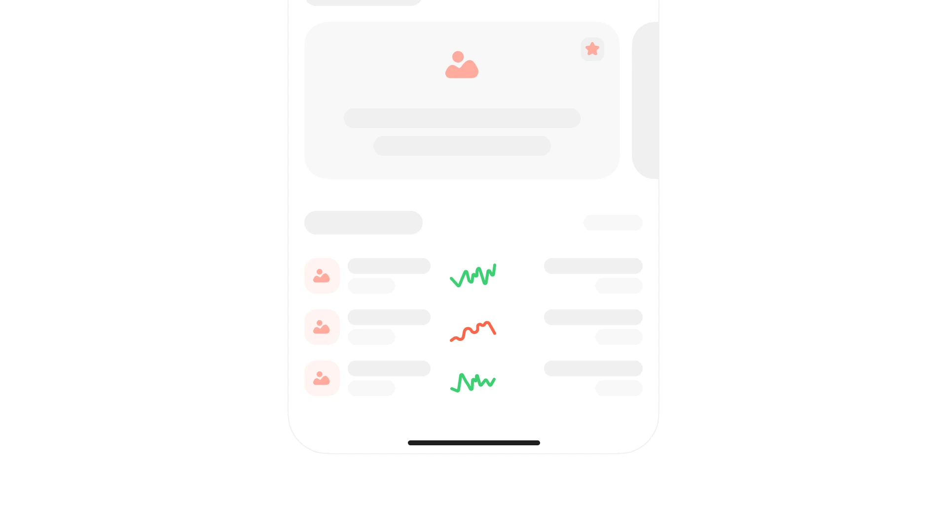 Mobile interface grouping related content and controls into clear visual sections