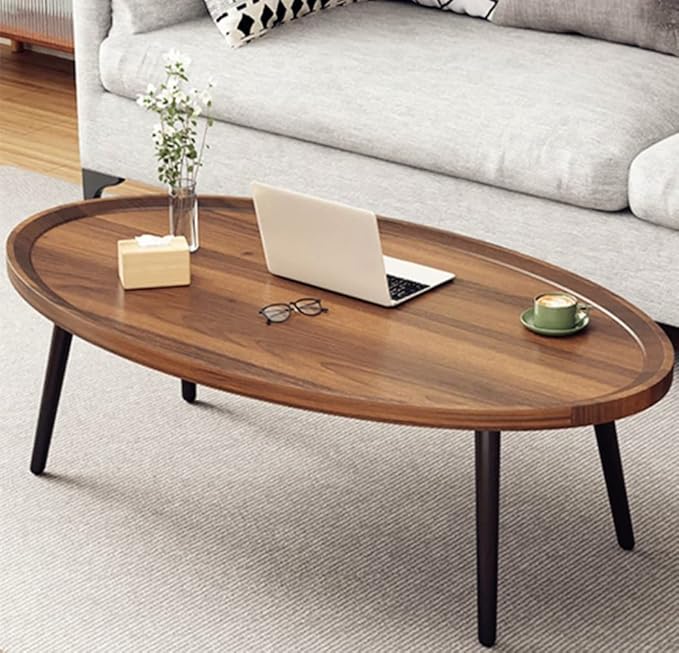 Elegant oval walnut coffee table with modern appeal and high-quality craftsmanship.