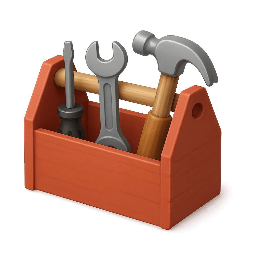 red tool box with tools in icon