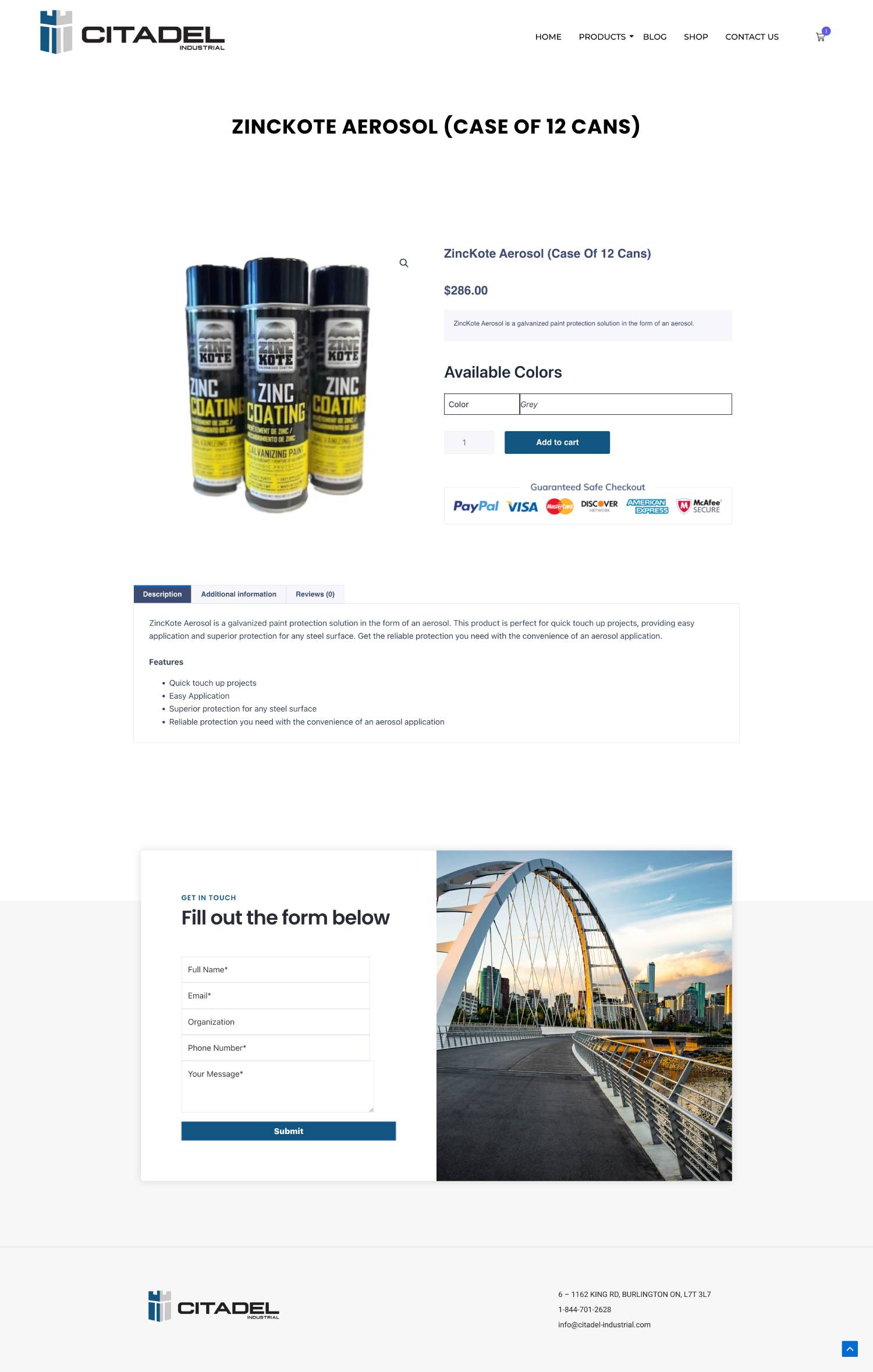 Home page of Citadel Industrial website vol.3